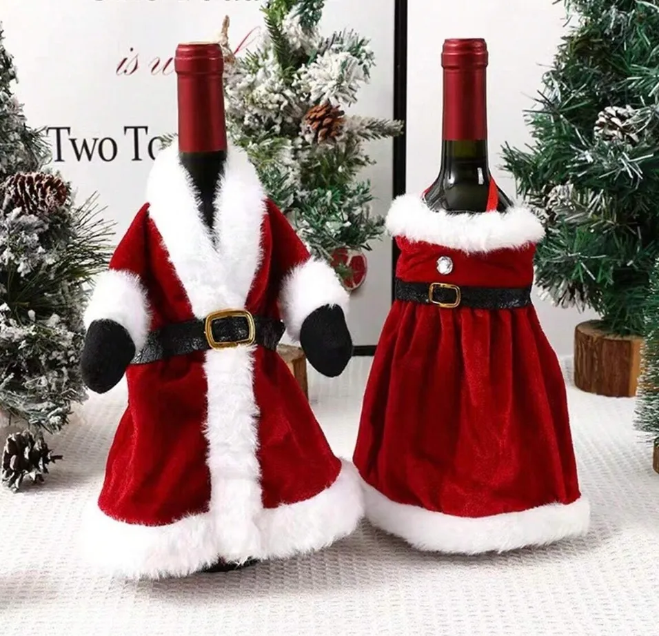 Holiday 1pc/2pcs Set Creative Christmas Red Sparkling Juice/Wine Bags 