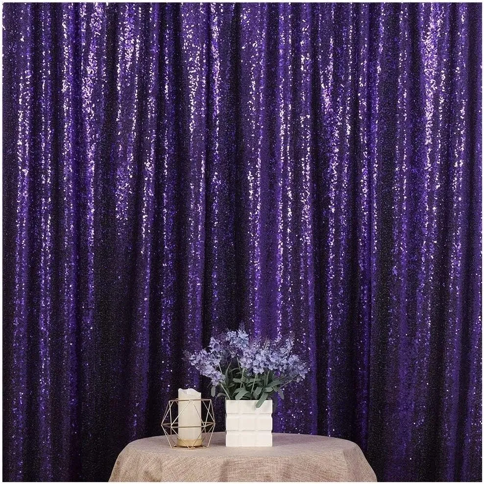 Poise3EHome Purple Sequin Backdrop, 10Ft x 10Ft Glitter Photography Background Curtains for Party Baby Shower Wedding Birthday Christmas Thanksgiving Halloween Decoration