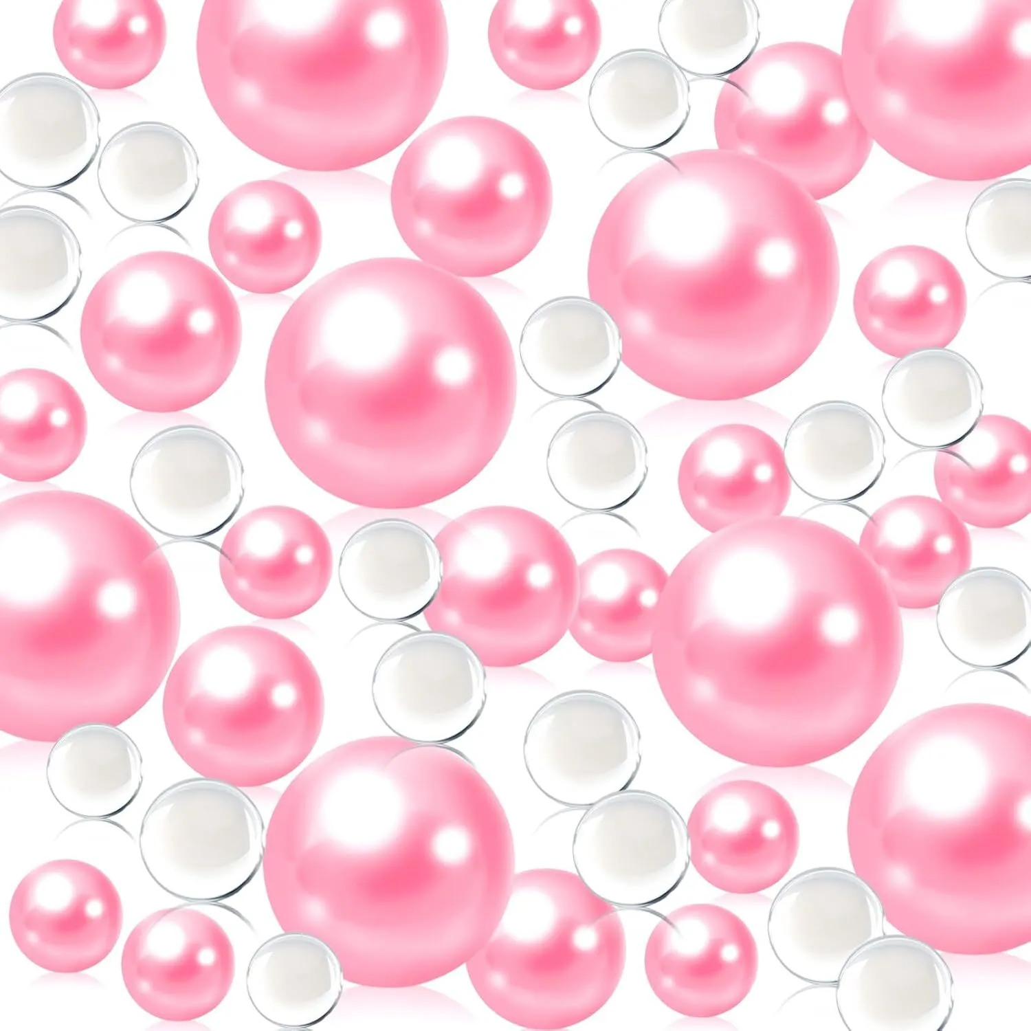 Pink Vase Filler | 150PCS Pearls Bead for Centerpieces Vases | 8/14/20 mm No Hole Beads, Fake Pearls for Wedding Birthday Valentine's Day Theme Party Table Centerpieces Decor