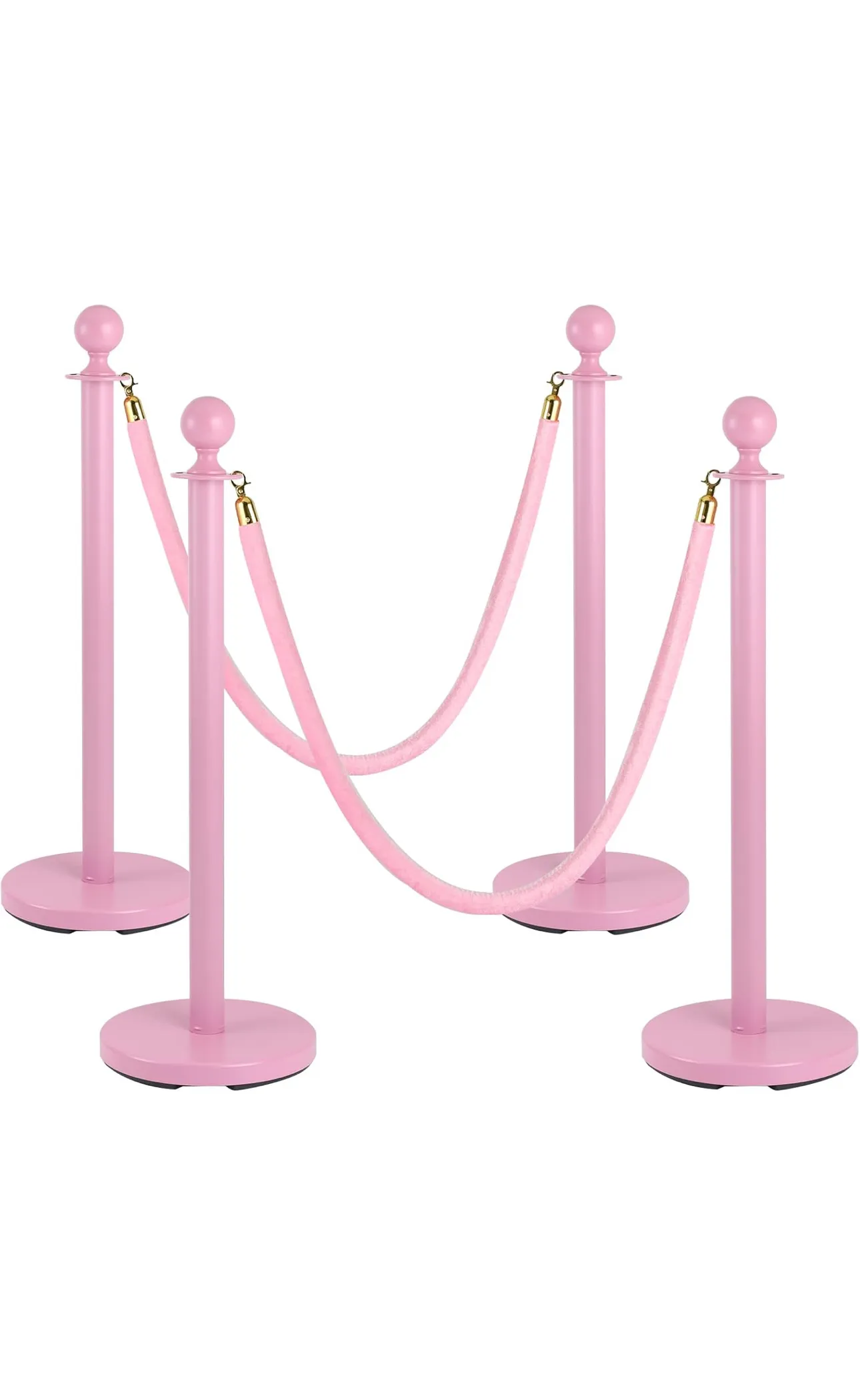 Pink Stanchion Post, 5 ft Red Velvet Rope Pink Carpet Ropes and Poles, Stainless Steel Stanchions for Grand Opening Casino Theme Party Decorations Crowd Control Barriers