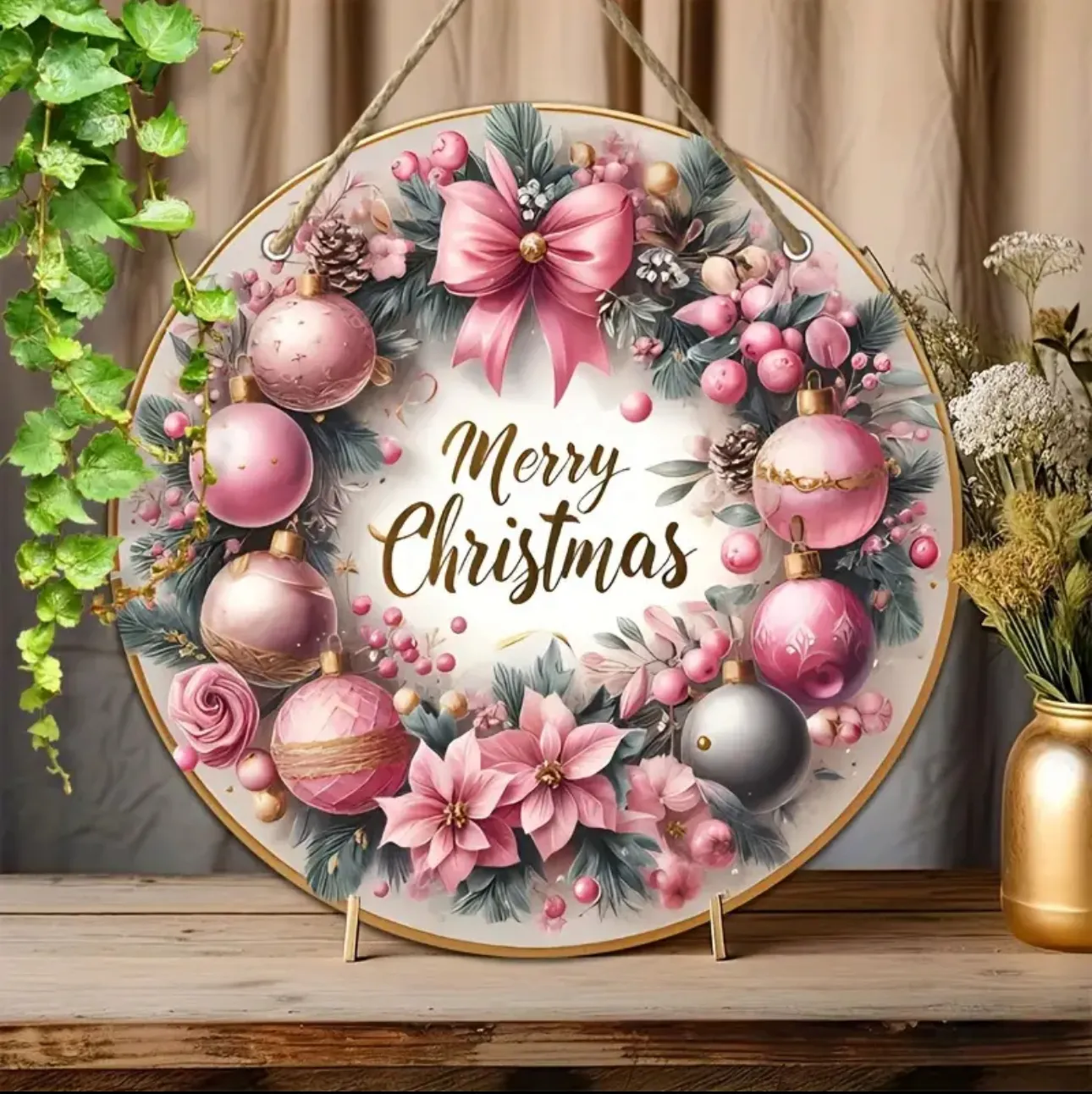 Holiday Art Deco Style Wooden Christmas Sign