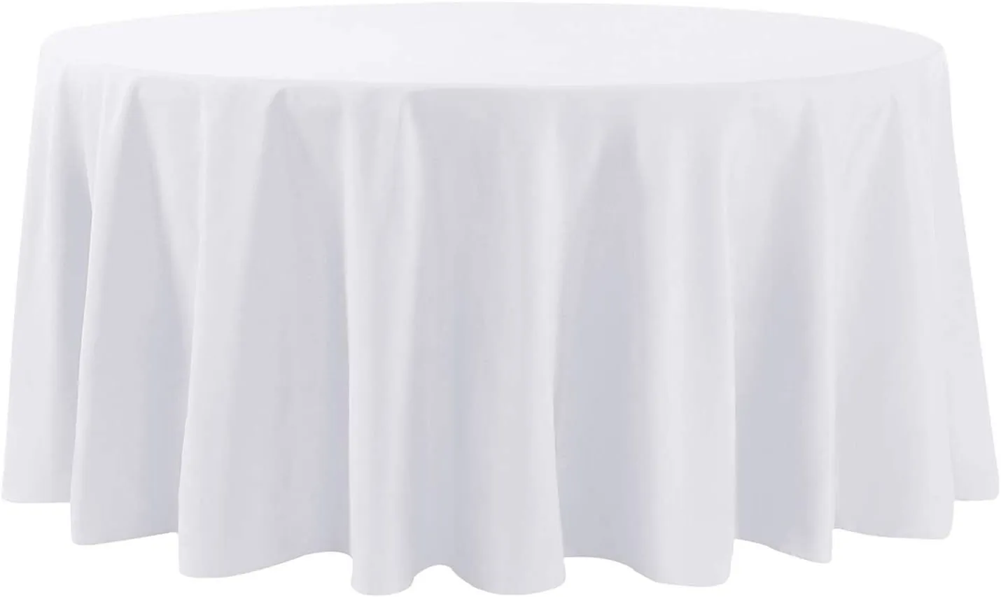 120 Inch White Tablecloths for 5 foot table with floor drop