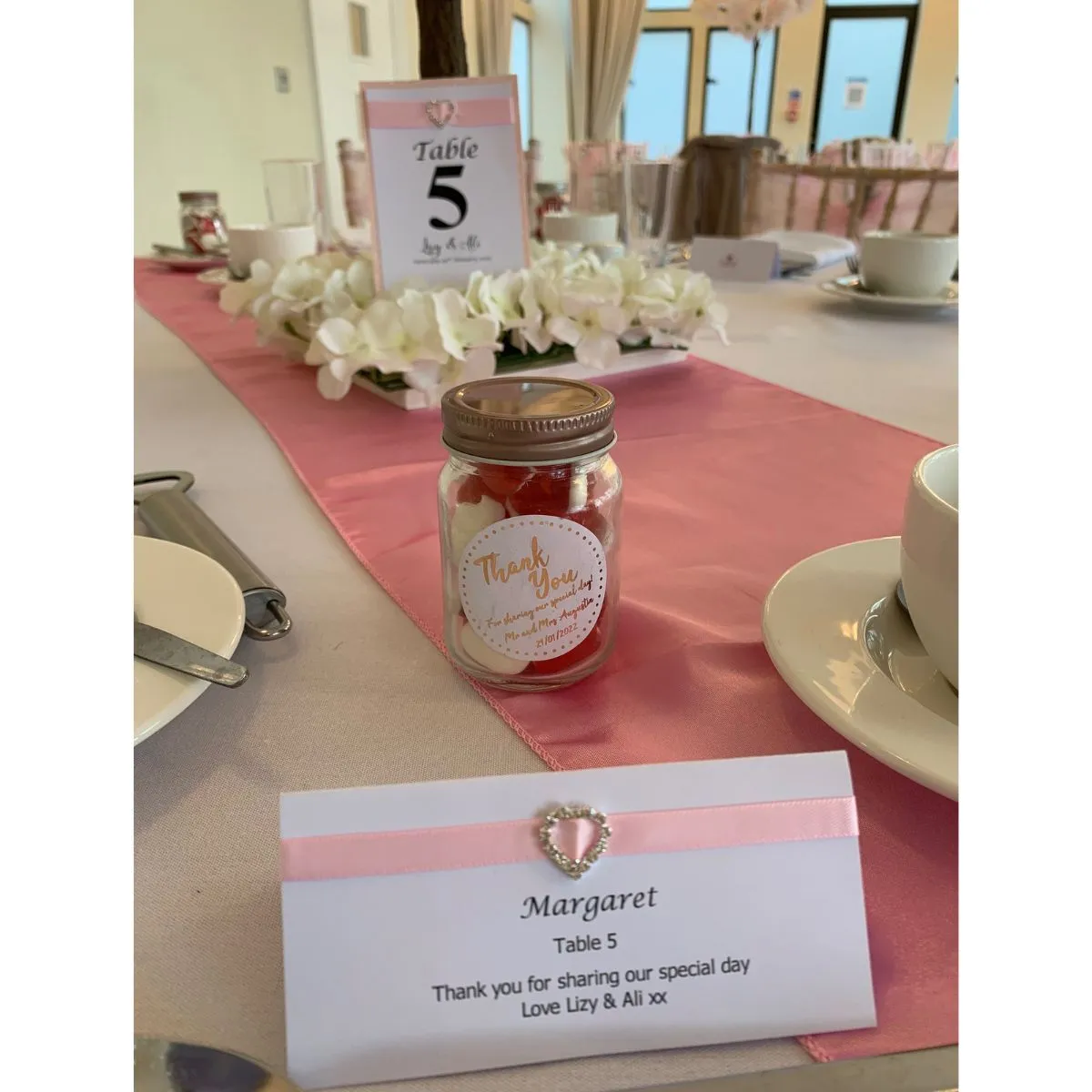Pale Pink Satin Table Runner Hire
