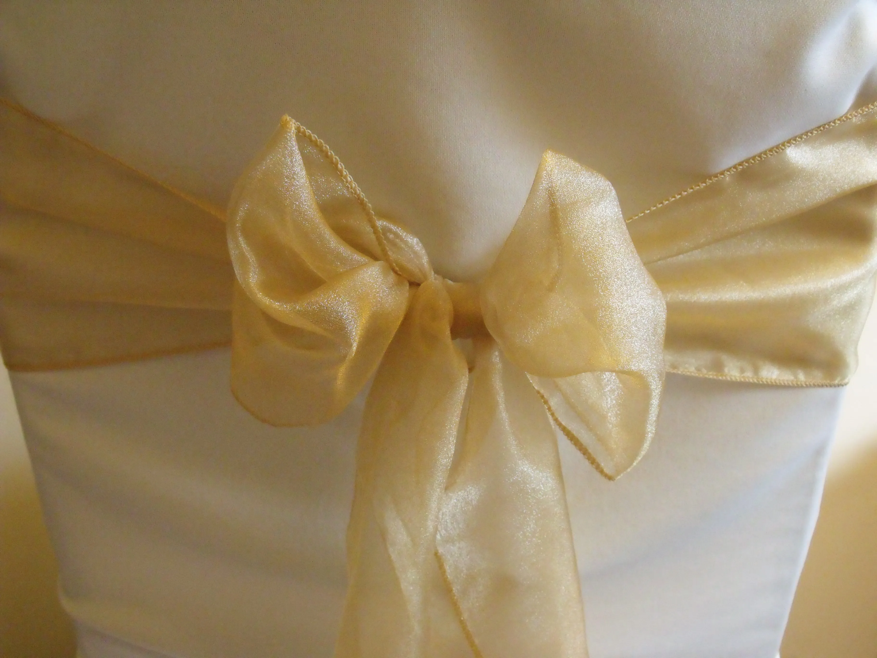 Gold Organza Chair Sash Hire