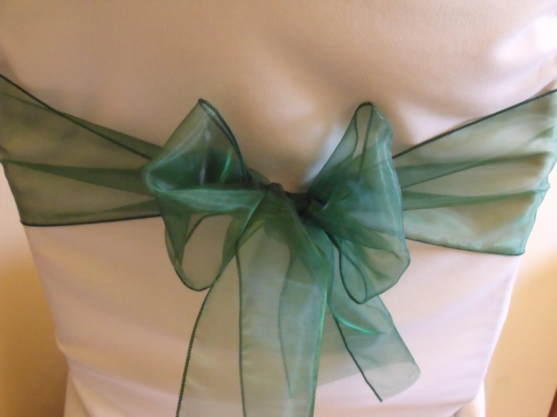 Emerald Green Organza Chair Sash Hire