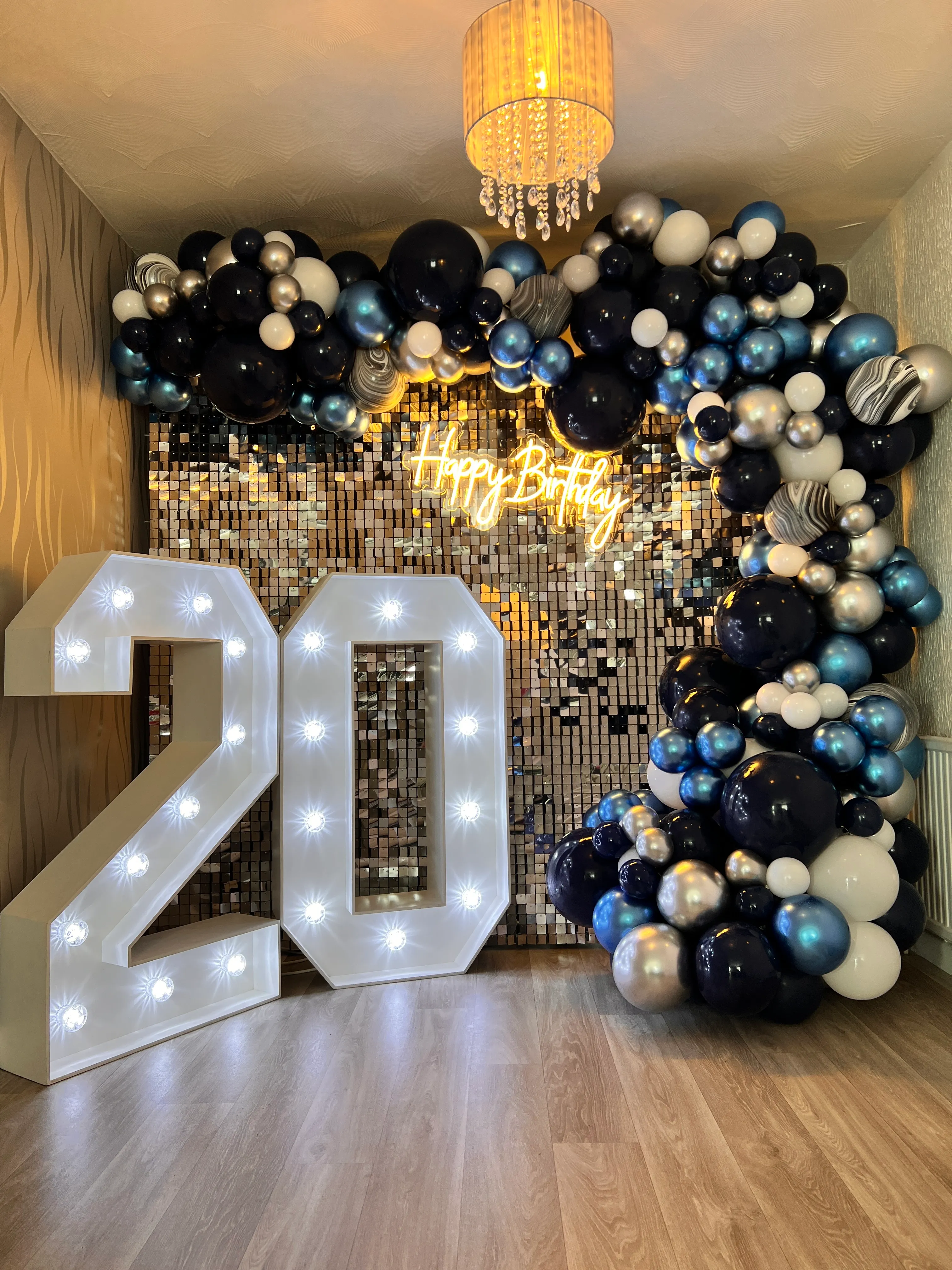 Let's Party Glamourous  Double Number - Birthday Party Package - Silver & Blue Theme