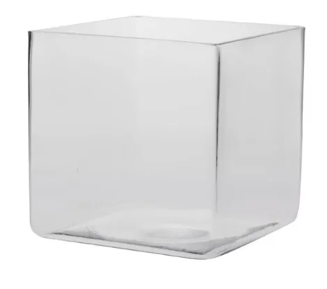 18cm Glass Cube Vase Hire