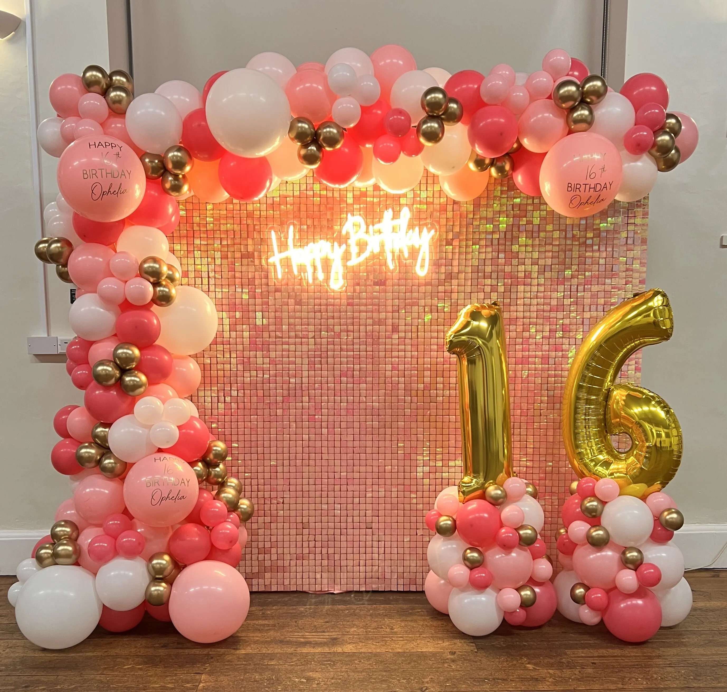 Pale Pink Shimmer Sequin Wall Backdrop Hire