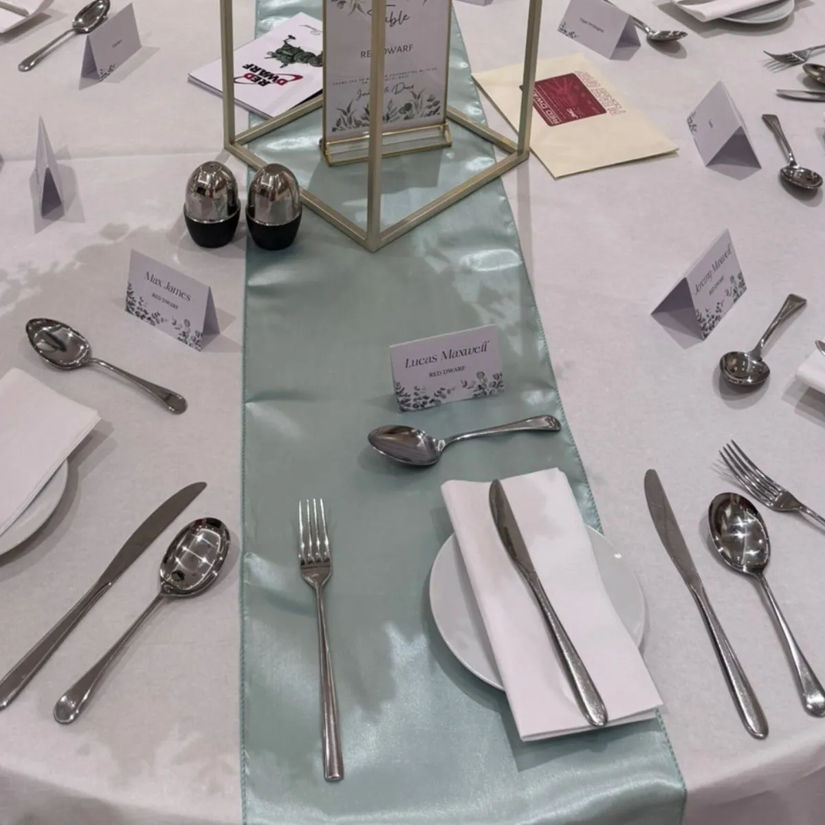 Mint Green Satin Table Runner Hire