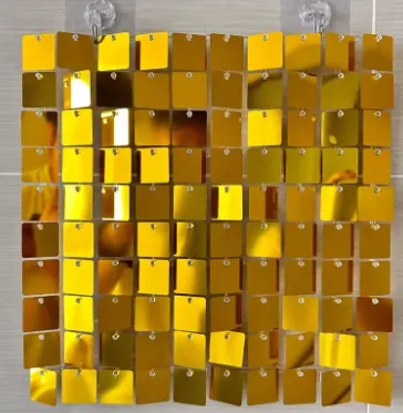 7ft by 7ft Mirror Gold Shimmer Sequin Wall Backdrop - Only