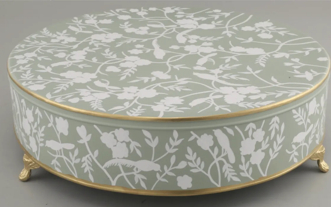 Sage Chinoiserie Cake Stand