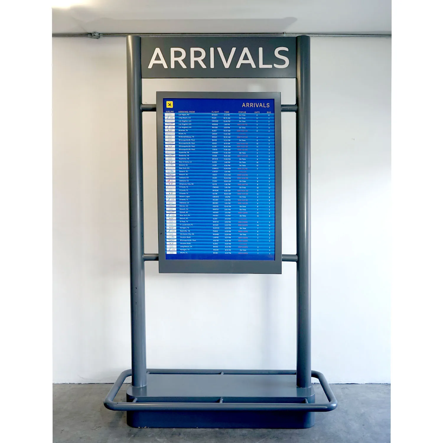 Metal and Wood Airport Arrivals Sign