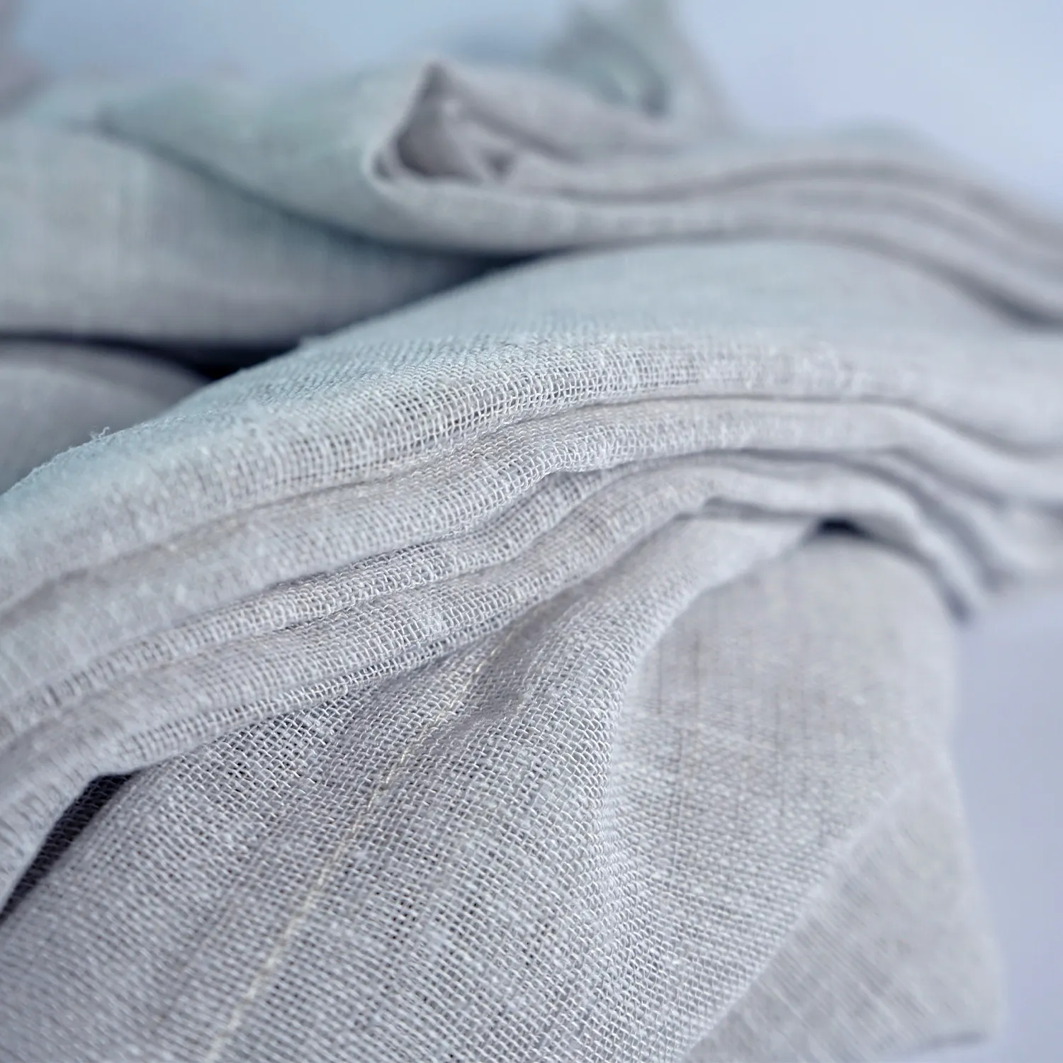Set of 2 Grey Cotton Voile Curtains. 240cm Drop, 480cm Width. 3 String Curtain Tape. 