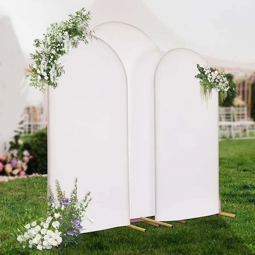 set of 3 arch backdrop covers-white-7.2 ft,6.6 ft,5.9 ft