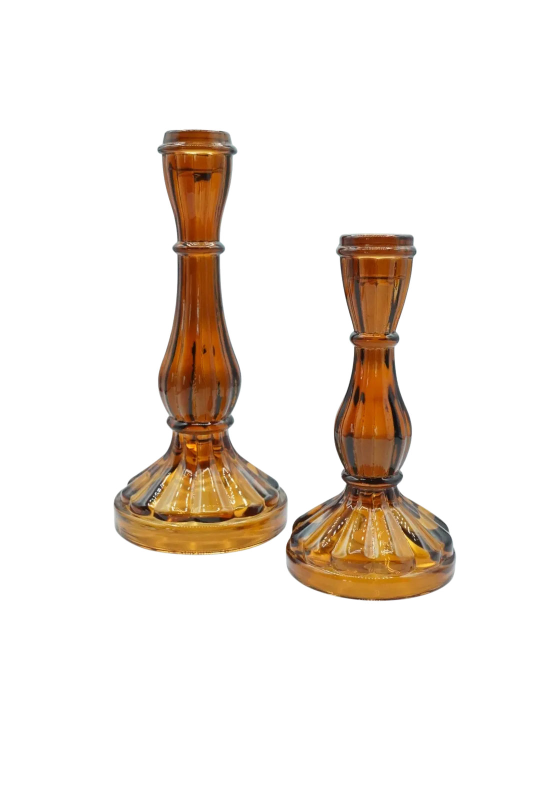 The Tabitha: Large Amber Candlestick Holder