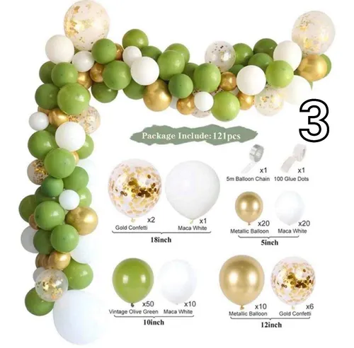 Arche de ballons vert lime, blanc, or