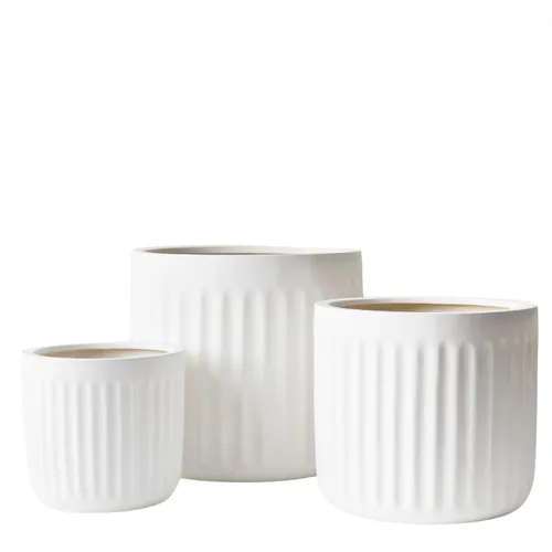 Pleat Round White Pot Short