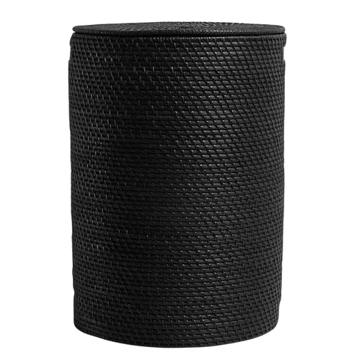 Black Bamboo Woven Laundry Basket