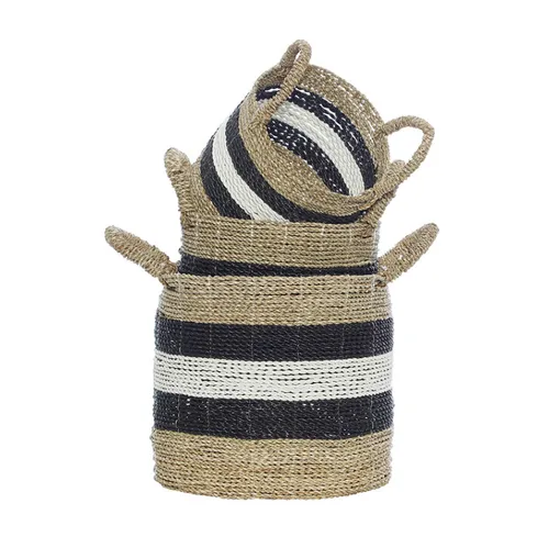 White / Black / Natural Stripe Basket