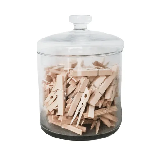 Glass Jar With Wooden Pegs