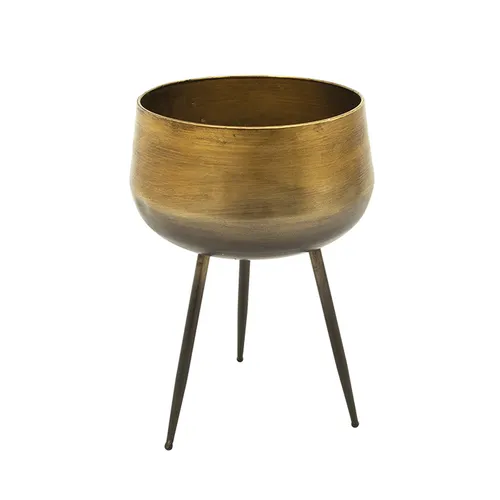 Bronze round planter on legs large