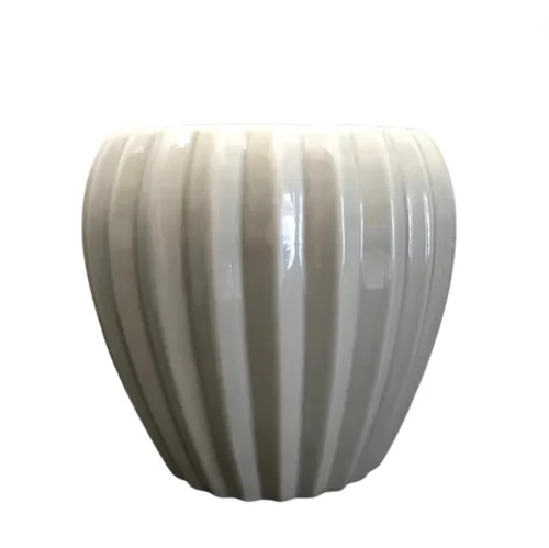 Grey ceramic Ribbed Pot