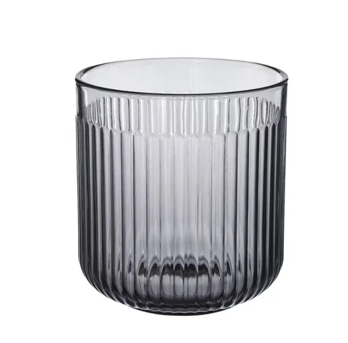 Grey Glass Ribbed Pot