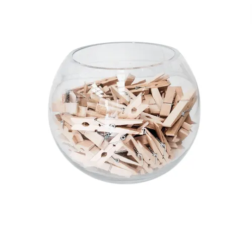 Glass Bowl with Wooden Pegs