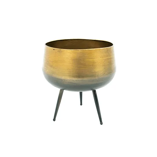 Bronze round planter on legs sml