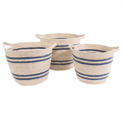 Navy Cream Stripe Basket