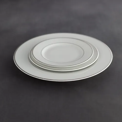 White Plates with Platinum Rim - 3 Size Options (10.5