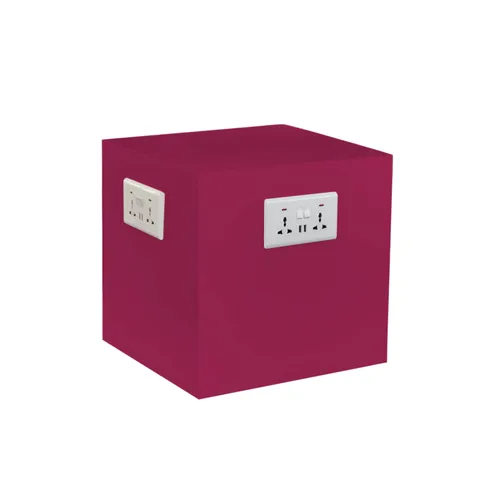 LES Lounge Side Table with Charging Station - Maroon - 40 x 40 cm