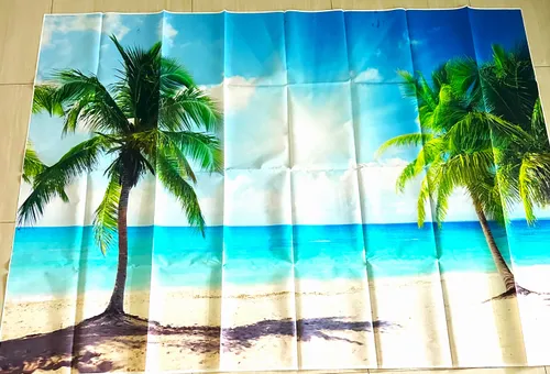 Beach Tropical Palm Tree Scene Backdrop