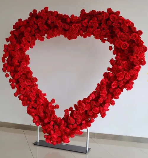 Red Floral Heart Shape Backdrop