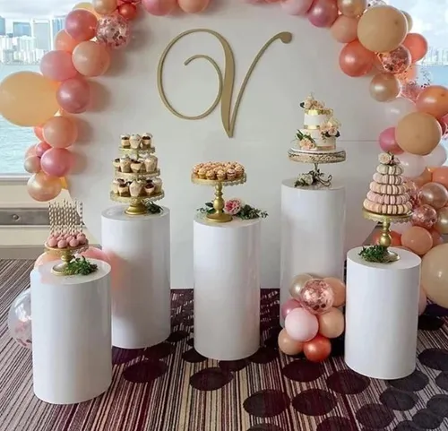 5pc White Metal Cylinder Display Stands