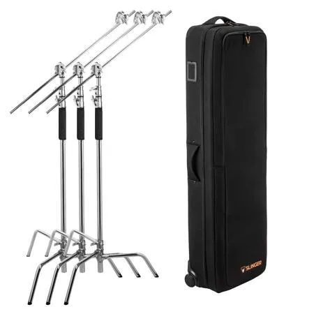 Flashpoint C-Stand Traveler Kit, 3 x 10' Century Light Stands w/Slinger Case