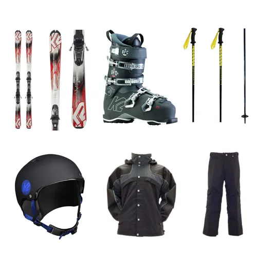 Adult Skis/Boots/Poles (helmet inc) Black Mountain Equipment ski