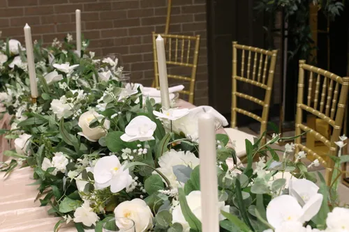 6ft Green and White floral runner