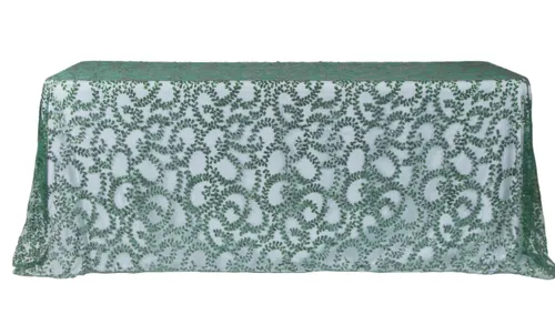  Emerald Green Sequin Vine overlay 90x132