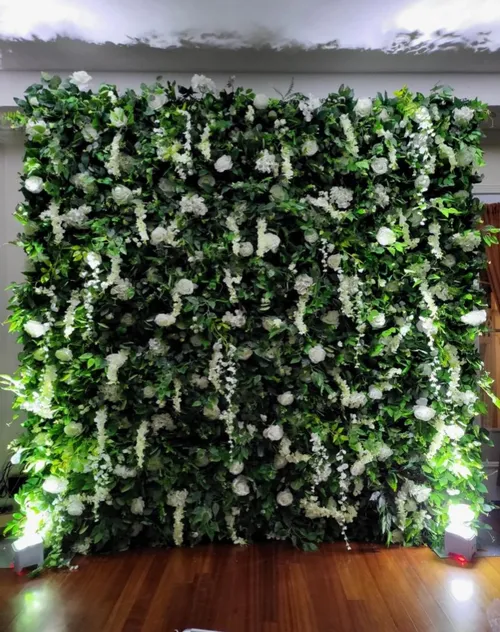 3d green and white floral wall