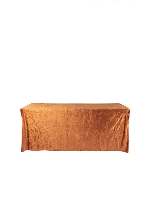 Terracotta 90x132” velvet tablecloth 