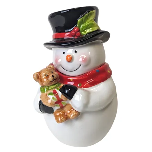 Smalls - Snowman Holding Bear Cookie Jar - 6