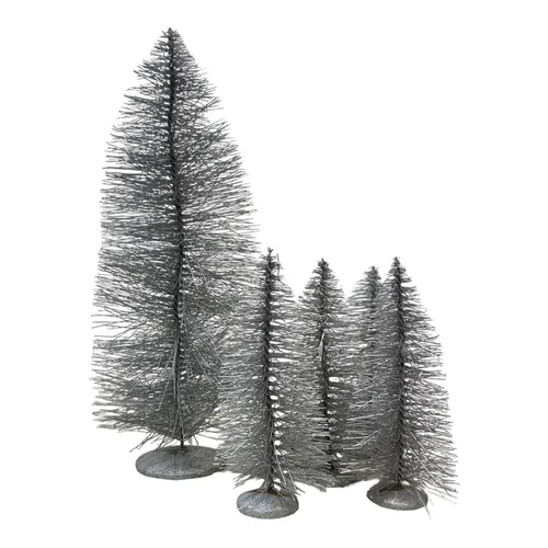760 - Smalls - Set Of Silver Trees - Glitter
