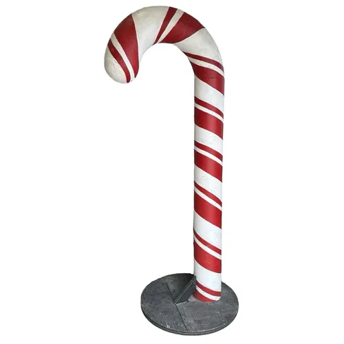 805 - Oversized Candy Cane - 8ft - Red/White w Black Wooden Base
