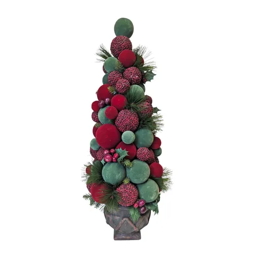 Smalls - Balled Velvet Tree w Holly Berry - 11