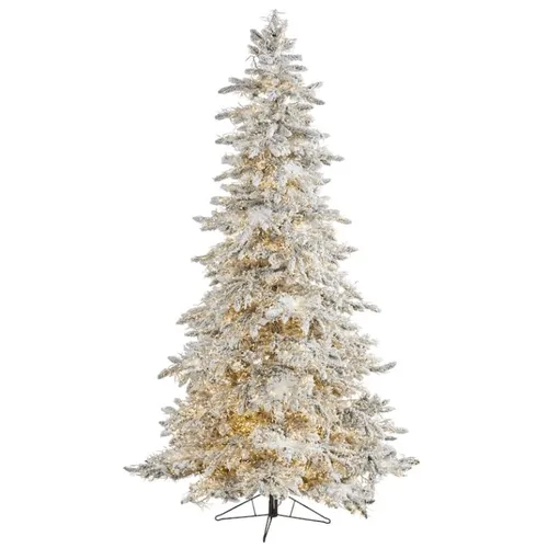 766 - Tree - 12' - Heavily Flocked Tree - Lit