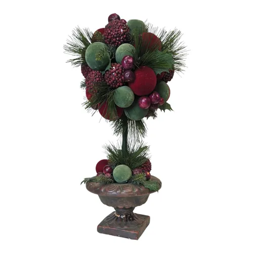  Smalls - Balled Velvet Tree w Holly Berry In Planter - 8