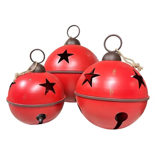 789 - Oversized - Red Jingle Bells - Various Sizes - Metal