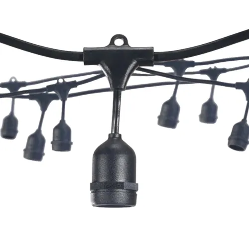 Light Strand - 48' - Patio Lights/Car Lot Lights - Black Wire - No Bulbs
