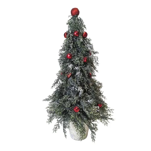 Smalls - Flocked Green Tree w Red Bells - 24